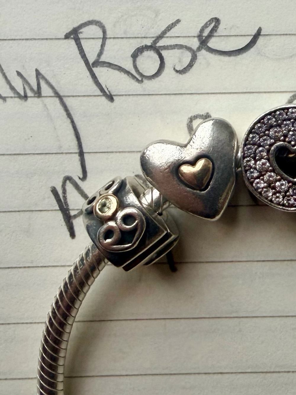Pair Authentic Pandora Sterling Double Heart Clip Charms, w/ 14k Gold & Peridot - Picture 3 of 12